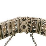 Antique 1920s White Mfg Co 14kt White Gold, Onyx, and Diamond Filigree Deco Bracelet 7.5"