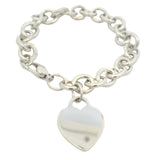 Retired Tiffany & Co 925 Sterling Silver Heart Tag Cable Chain Bracelet 7.5"