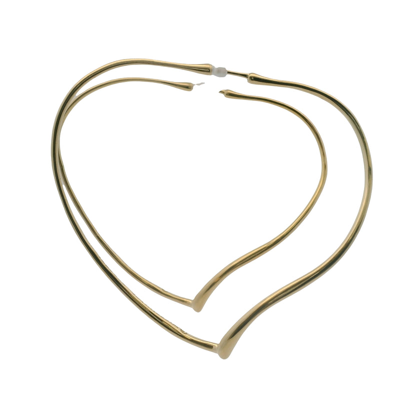 Vintage Tiffany & Co Elsa Peretti Solid 18kt Yellow Gold Open Heart Large Hoop Earrings