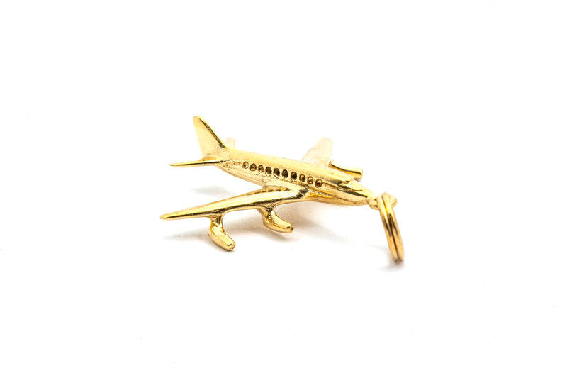 Airplane Jet Pilot 14k 585 Yellow Gold Charm Pendant