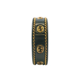Gucci Black Synthetic Corundum and Solid 18kt Yellow Gold Icon Interlocking G Logo Band Ring Size 7.75
