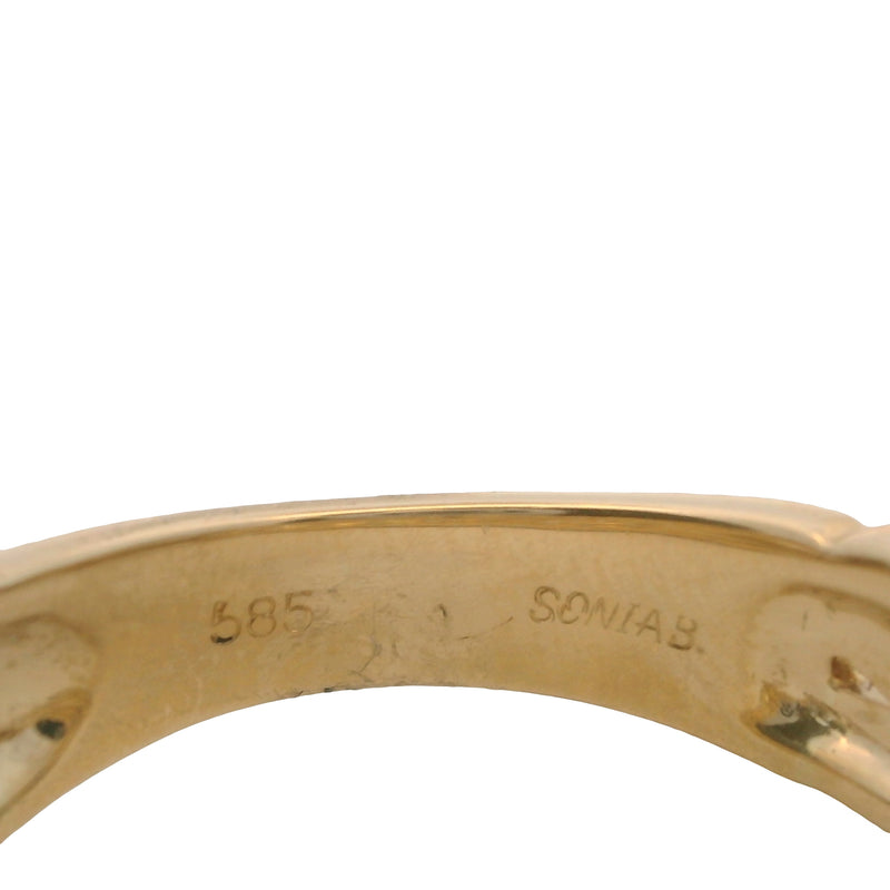 Sonia B Solid 14kt Yellow Gold and Bezel Set Diamond Double Row Bubble Ring Size 9.25