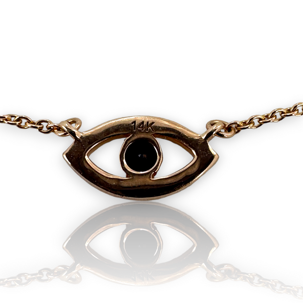 Angara Diamond and Sapphire Evil Eye Necklace 14KT 585 Rose Gold