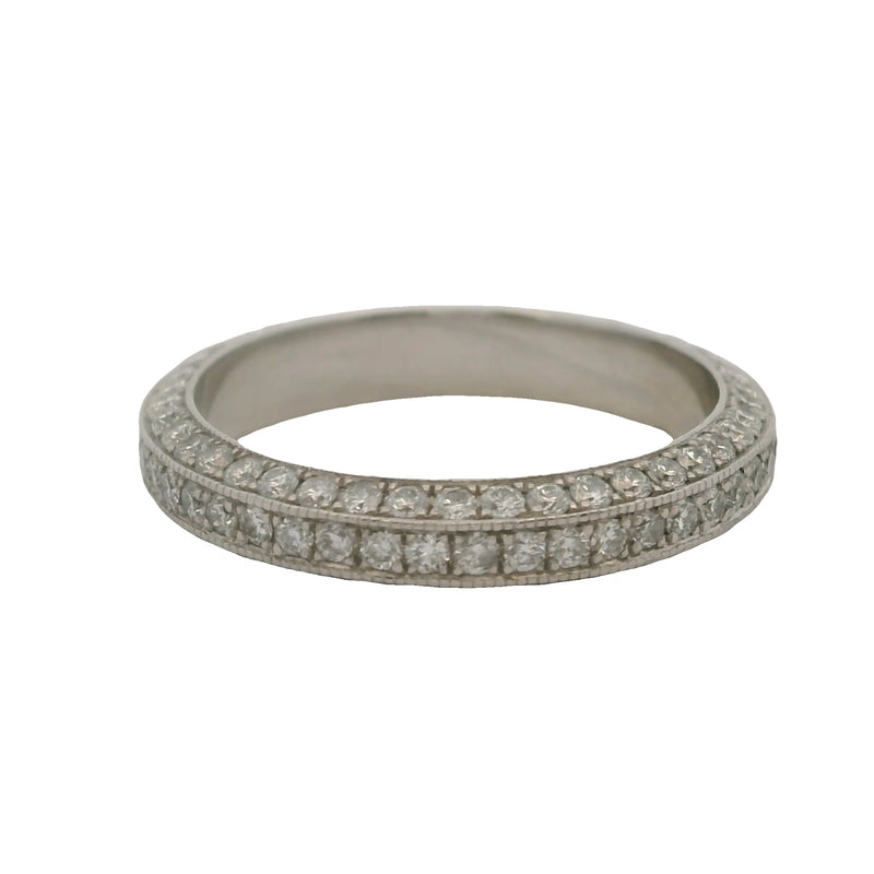 Vintage Platinum and 1.3ctw Diamond 3-Sided Eternity Band Wedding Stackable Ring Size 5.75