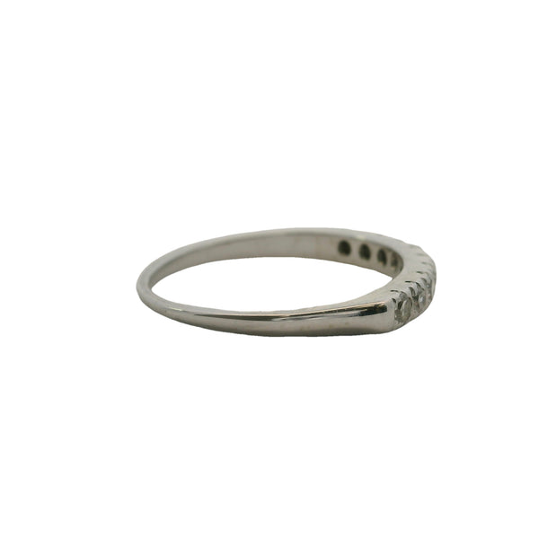 Vintage 1920s 14kt White Gold and 0.18ctw Diamond Line Stackable Wedding Band Ring Size 5