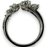 LALI Jewels Solid 14kt White Gold Rhodium Plated Open Wrap Ring with 0.75ctw Diamond Flowers Size 6.5