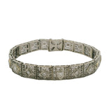 Estate Diamond Filigree Accent 14K 585 White Gold Pierced Bracelet