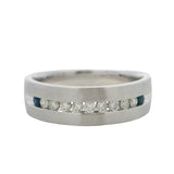 Vera Wang Love Solid 14kt White Gold Diamond and Sapphire Men's Band Size 10