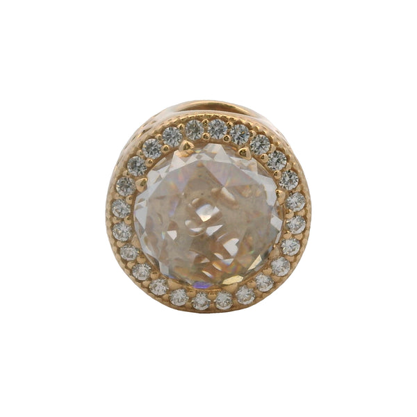Charm espaciador Pandora "Corazones Radiantes" en oro amarillo macizo de 14 kt y circonitas cúbicas