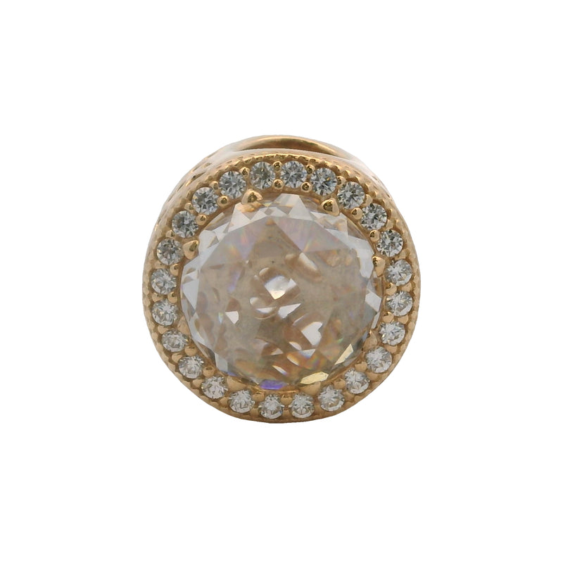 Charm espaciador Pandora "Corazones Radiantes" en oro amarillo macizo de 14 kt y circonitas cúbicas