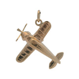 Vintage Solid 14kt Yellow Gold Airplane 3D Moving Propeller Charm
