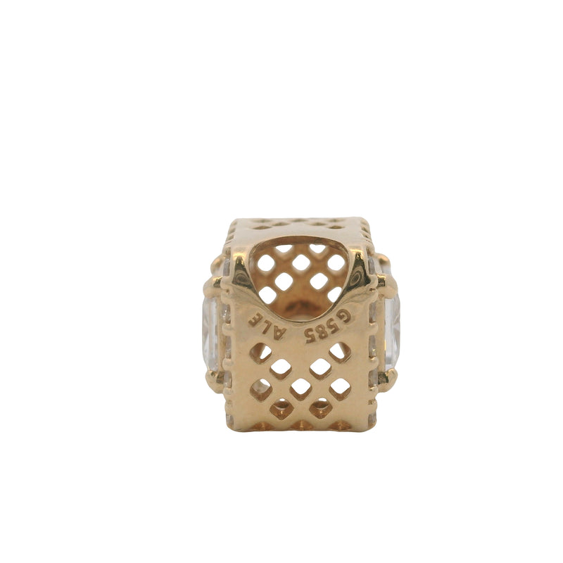 Pandora Solid 14kt Yellow Gold and CZ Square Sparkle Halo Bead Spacer Charm