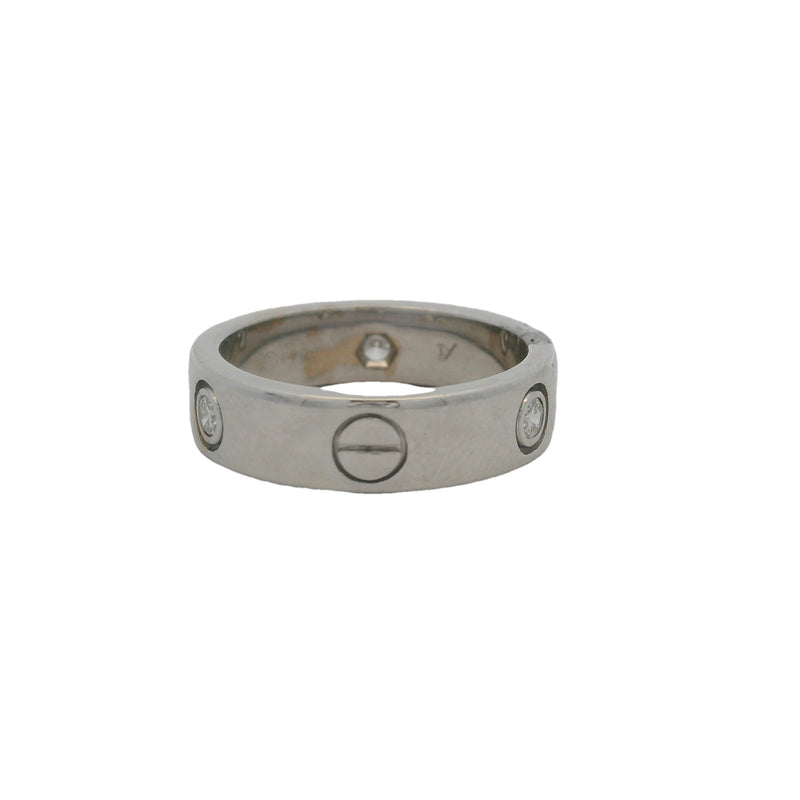 Vintage 1998 Cartier 3 Diamond Love Ring in 18kt White Gold Size 7