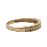 Solid 10k Yellow Gold Diamond Line Half-Eternity Stackable Wedding Band Ring Size 8