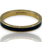 Imperial Gold Co Solid 14kt Yellow Gold and Blue Enamel Stackable 3mm Band Ring Size 10 Made In Mexico
