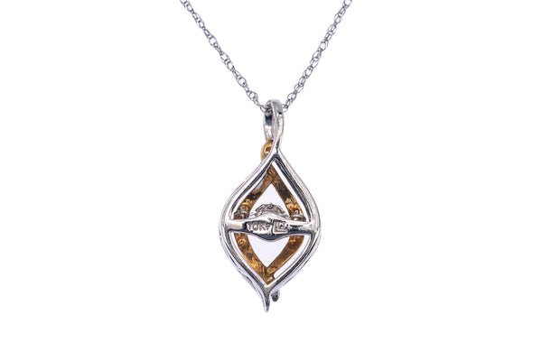LJ Legend Jewelry Floating Diamond Pendant 10K 417 White & Yellow Gold Necklace