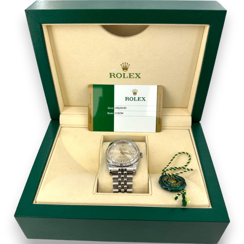 Rolex Datejust 36mm Diamond Dial 2015 Box Papers Stainless Watch