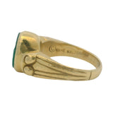 Vahe Naltchayan Vintage 1987 Solid 18kt Yellow Gold Chrysoprase Intaglio Ring Size 5