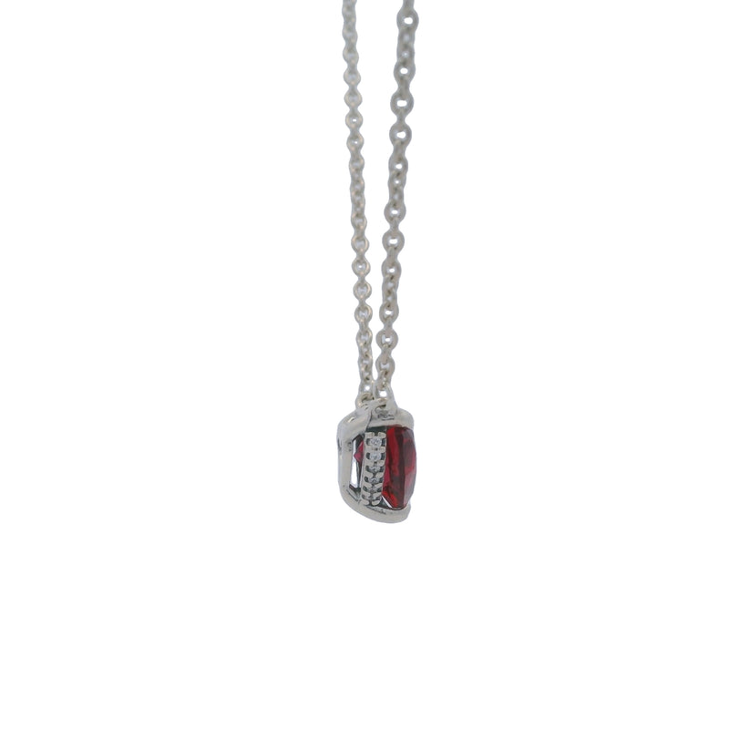 Pandora 925 Sterling Silver Sparkling CZ Red Heart Halo Pendant Collier 18" Necklace