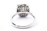 DVANI Jewelry Solid 14kt White Gold and Ethiopian Welo Jelly Opal Cabochon Cocktail Ring with Halo of Diamonds Size 6.5