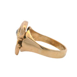 Antique Rare Victorian Solid 14kt Yellow Gold 0.15ct Old Euro Diamond Snake Serpent Ring Size 8