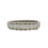 Vintage Solid Platinum and 3ctw Emerald Natural Diamonds Half-Eternity 5mm Wedding Band Ring Size 8.5