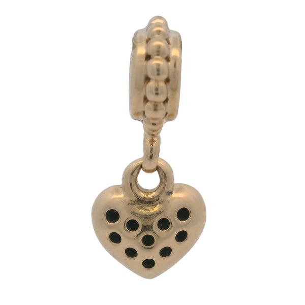 Charm colgante de corazón brillante de oro amarillo macizo de 14 kt y pavé de diamantes retirado de Pandora