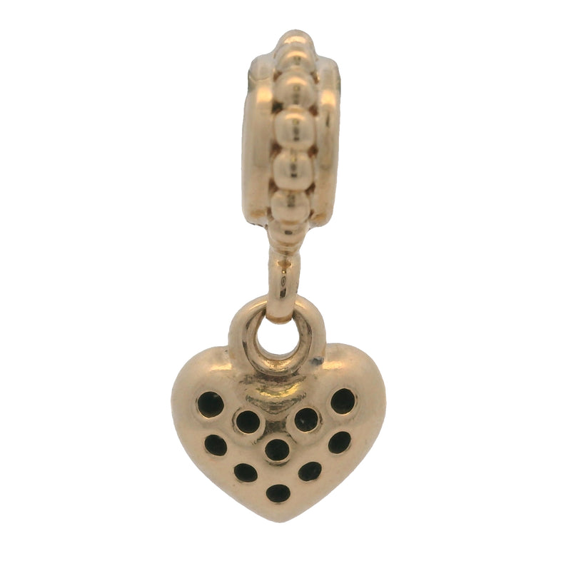 Charm colgante de corazón brillante de oro amarillo macizo de 14 kt y pavé de diamantes retirado de Pandora