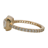 Pandora Solid 14kt Yellow Gold and CZ Solitaire Halo Square Sparkle Ring Size 4.75