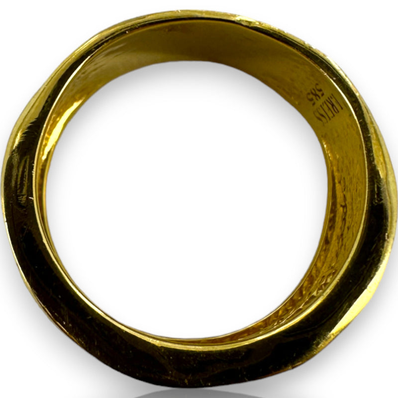 I. REISS Solid 14kt Yellow Gold Scalloped Textured Hammer-Finish Ring with Burnish Set Diamonds Size 7