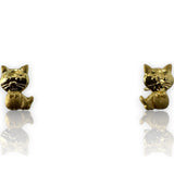 Kids 10kt Solid Yellow Gold Cute Cartoon Cat Kitten Screw-Back Stud Earrings with 18k Gold Earring Backs