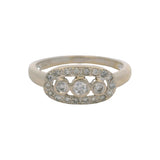 Vintage 18kt White Gold 3 Diamond 0.24ctw Halo Cluster Cocktail Ring Size 6.75