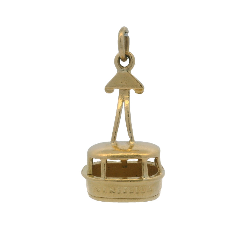 Dije colgante de oro amarillo macizo de 18 kt con forma de tranvía venezolano de gran tamaño