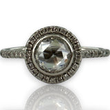 ZOE Solid 900 Platinum Modern Rose Cut Diamond Halo Solitaire Ring Size 5