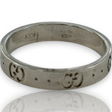 GUCCI Icon Thin 18kt White Gold Monogramed GG 4mm Band