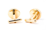 Lindsay Mother of Pear & Sapphire 14k 585 Yellow Gold Cufflinks