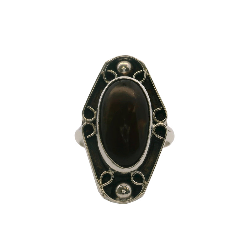 Mexican Handmade 925 Sterling Silver and Fire Agate 27mm Long Cocktail Ring Size 7