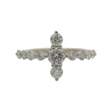 Solid 18kt White Gold and 1.33ctw Diamond Cross Half Eternity Statement Ring
