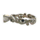 Kirk Kara Angelique Collection 14kt White Gold 1ct Natural Diamond Solitaire With Lace Sapphire and Diamond Band Size 8