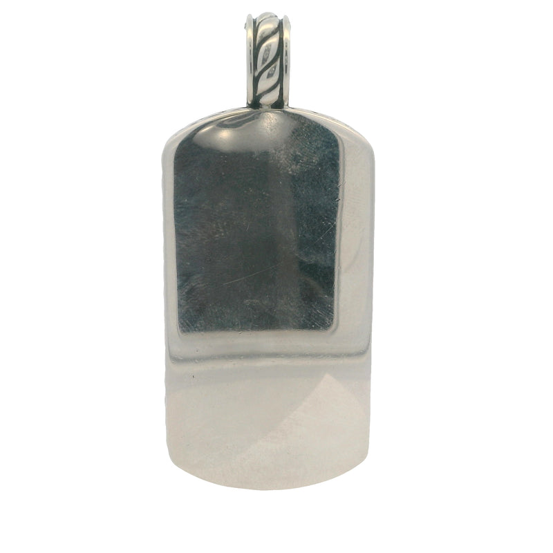 Vintage David Yurman 924 Sterling Silver Sodalite Classic Dog Tag ID Necklace Pendant