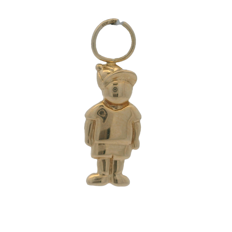 Vintage Solid 14kt Yellow Gold Boy Child in Baseball Cap Charm Pendant (2)