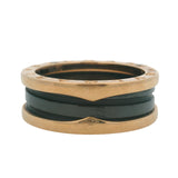 Bulgari Solid 18kt Rose Gold and Black Ceramic B.zero1Two-Band Spiral Ring Size 9