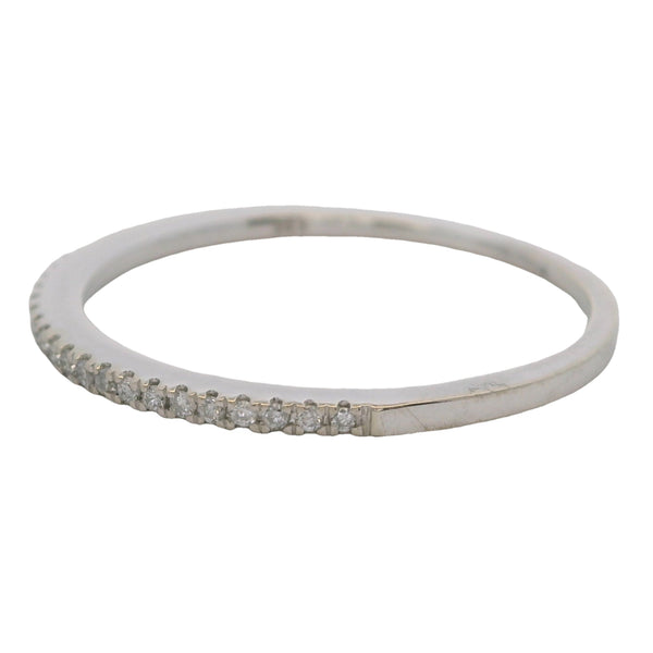 Anillo de bodas apilable de oro blanco macizo de 14 kt y diamantes de 1,3 mm, talla 7,75