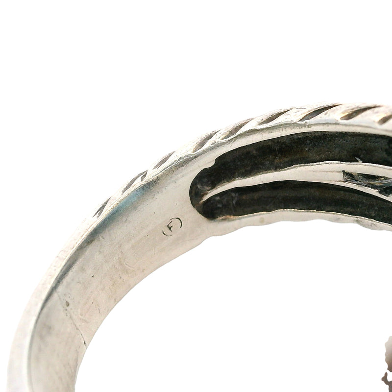 David Yurman 925 Sterling Silver Blue Topaz and Diamond Halo 16mm Wide Albion Ring Size 7.5
