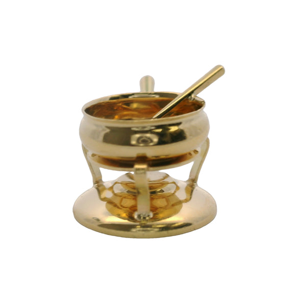 Vintage Solid 18kt 750 Yellow Gold 3D Fondue Pot Traditional Dangle Charm