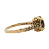Le Vian Solid 14kt Yellow Gold Rhodolite Garnet and Brown and White Diamond Halo Cocktail Ring Size 7