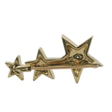 Solid 14kt Yellow Gold and Diamonds 3 Stars Celestial 1.4" Long Brooch Pin