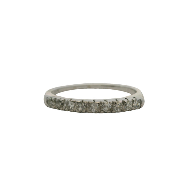 Vintage 1920s 14kt White Gold and 0.18ctw Diamond Line Stackable Wedding Band Ring Size 5