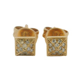 Solid 14kt Yellow Gold and Diamond Cluster Pyramid Stud Earrings