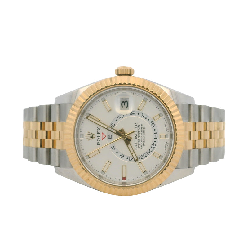 Rolex Sky Dweller 326933 42mm Steel & Gold White Dial Jubilee 2022 Watch Box & Papers